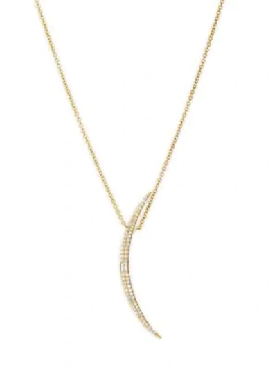 Shop Celara 14k Yellow Gold & Diamond Long Crescent Moon Pendant Necklace