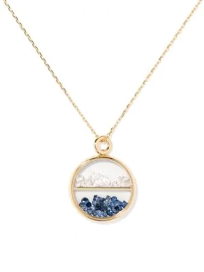Shop Aurelie Bidermann Diamond, Blue Sapphire & 18k Yellow Gold Medallion In Gold Blue