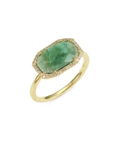 Shop Meira T 14k Yellow Gold, Emerald & Diamond Cocktail Ring