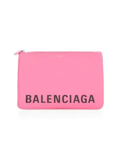 Shop Balenciaga Ville Leather Pouch In Pink Black