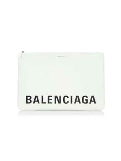 Shop Balenciaga Ville Leather Pouch In White Black
