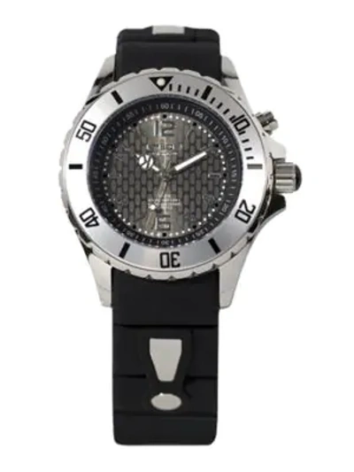 Shop Kyboe! Power Black Silicone & Stainless Steel Strap Watch/40mm In Black-silver