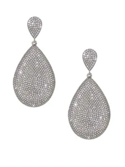 Shop Nina Gilin Diamond Teardrop Earrings In Silver