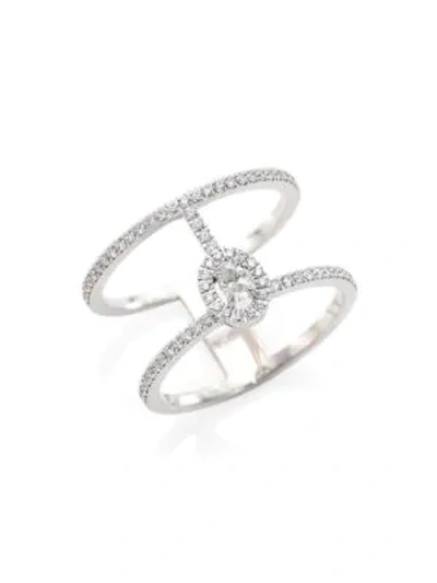 Shop Messika Glam'azone 18k White Gold & Diamond Two-row Ring