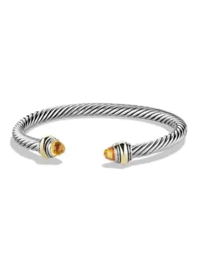 Shop David Yurman Women's Cable Classics Bracelet With Gemstone & 14k Gold In Citrine