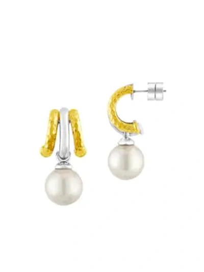 Shop Majorica Women's 12mm White Pearl & Goldplated Earrings In Gold Pearl
