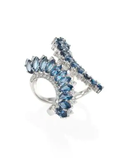 Shop Hueb Mirage Diamond & London Blue Topaz Ring