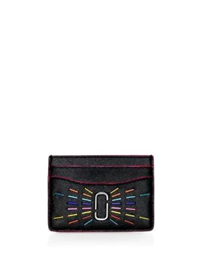 Shop Marc Jacobs Leather Card Case In Black Multi