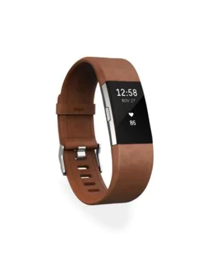 Shop Fitbit Luxe Leather Charge 2 Accessory Band In Cognac