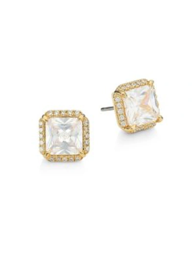 Shop Kate Spade Crystal Faceted Stud Earrings In Clear Gold