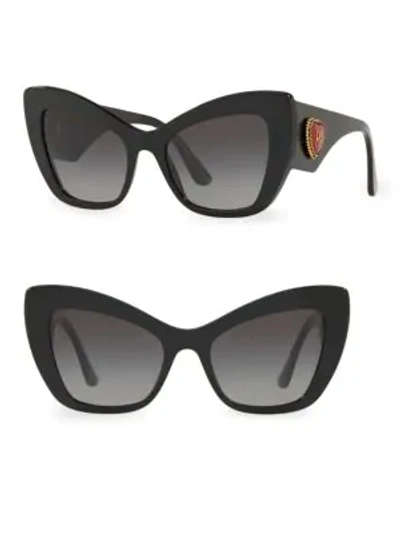Shop Dolce & Gabbana Dg4349 54mm Sculpted Cat Eye Sunglasses In Black