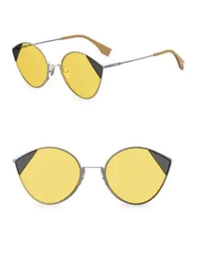 Shop Fendi 60mm Bi-color Tulip Sunglasses In Silver Gold