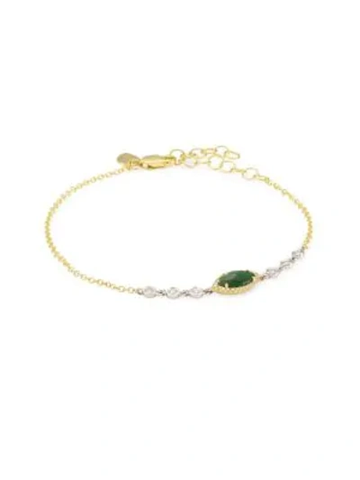Shop Meira T 14k Gold & Diamond, Emerald Marquise Bracelet
