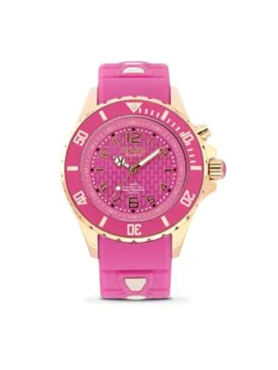 Shop Kyboe! Power Rg Jolt Pink Silicone & Rose Goldtone Stainless Steel Strap Watch/40mm In Rose Violet