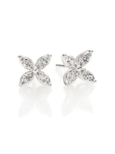 Shop Kwiat Sunburst Diamond & 18k White Gold Small Flower Stud Earrings In White Diamond