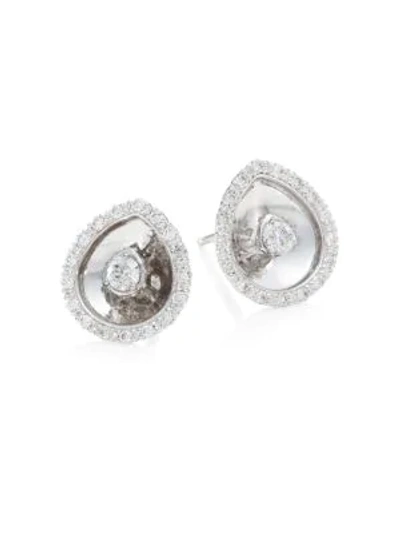 Shop Plevé Women's Aura 18k White Gold & Diamond Pear Stud Earrings