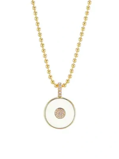 Shop Maria Canale Pyramide 18k Yellow Gold, Diamond & White Agate Disc Pendant Necklace