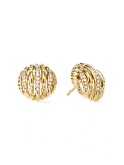 Shop David Yurman Tides 18k Yellow Gold & Pav Diamond Stud Earrings