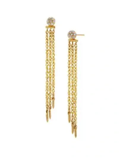 Shop Celara 14k Yellow Gold & Diamond Chain Earrings