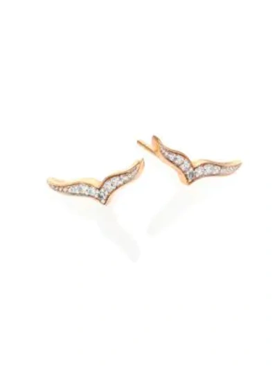 Shop Ginette Ny Women's Wise Diamond & 18k Rose Gold Stud Earrings