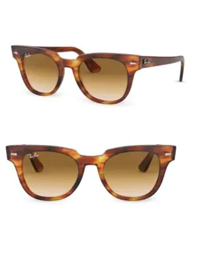 Shop Ray Ban Rb2168 50mm Square Sunglasses In Striped Havana