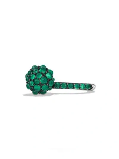 Shop David Yurman Cable Berries Cabochon Gemstones & Sterling Silver Ring In Green Onyx