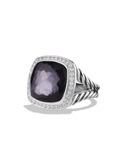 Shop David Yurman Women's Albion Ring With Diamonds In Sterling Silver In Black Orchid