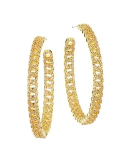 Shop Fallon Yacht Club Pave Curb Chain Hoop Earrings In Gold Clear