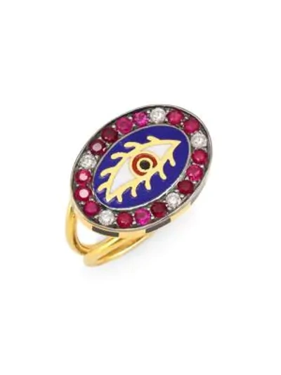 Shop Holly Dyment Americana Eye 18k Gold, Tourmaline & Diamond Ring
