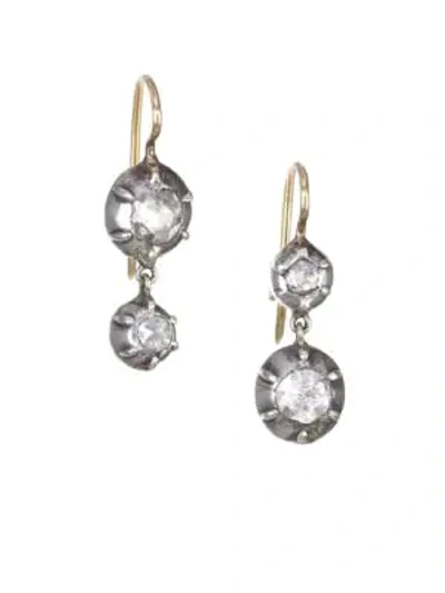 Shop Renee Lewis Women's 18k Gold & Sterling Silver Diamond Drop Earrings