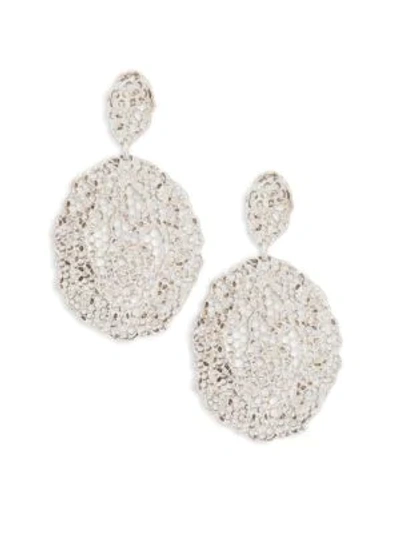 Shop Aurelie Bidermann Vintage Lace Drop Earrings In Silver