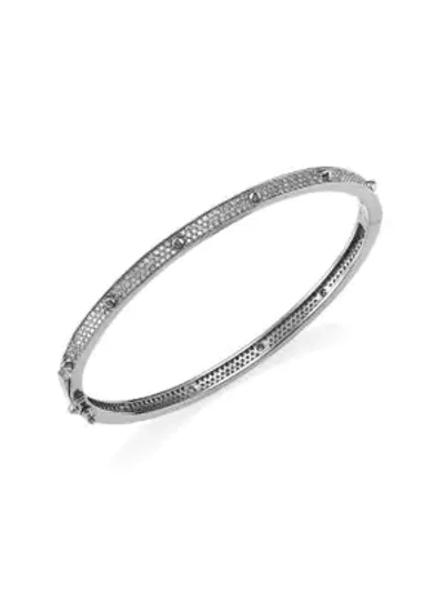 Shop Nina Gilin Women's Diamond Pavé Stud Bangle In Silver