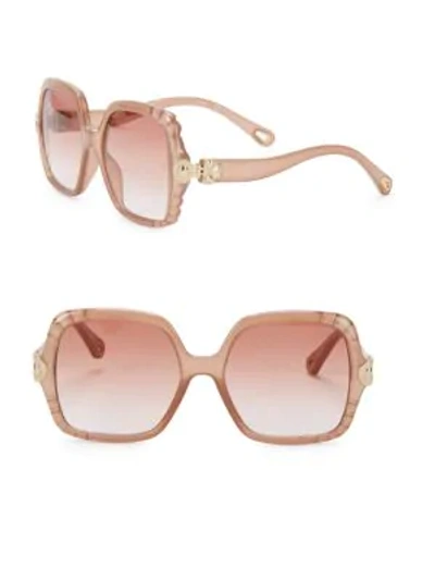 Shop Chloé Vera 55mm Oversize Square Sunglasses In Nude