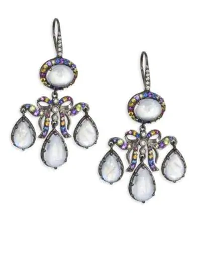 Shop Holly Dyment Women's 14k Black Gold Multi-gemstone Chandelier Drop Earrings In White