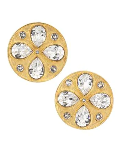 Shop Rebecca De Ravenel Pamina 24k Goldplated & Swarovski Crystal Stud Earrings In Silver