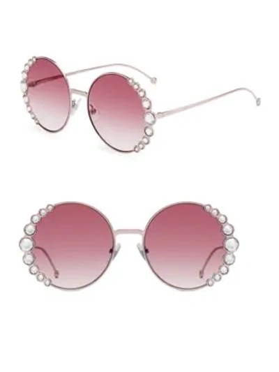Shop Fendi Women's 58mm Oversized Round Swarovski Crystal Sunglasses In Pink