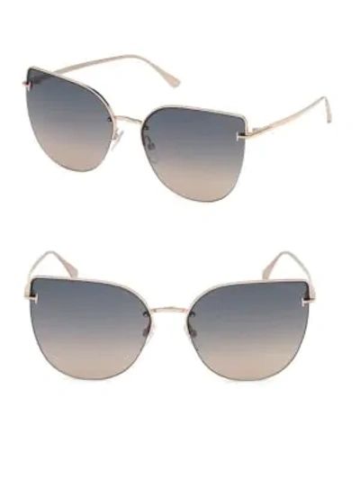 Shop Tom Ford Ingrid 60mm Cat Eye Sunglasses In Beige Grey