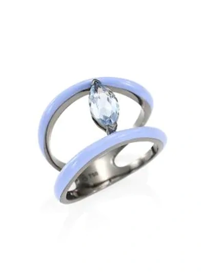 Shop Etho Maria Marquise Blue Topaz 18k White Gold Ring