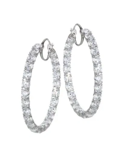 Shop Adriana Orsini Cubic Zirconia Hoop Earrings In Rhodium