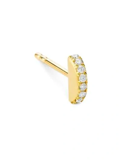 Shop Celara 14k Yellow Gold & Diamond Row Single Stud Earring