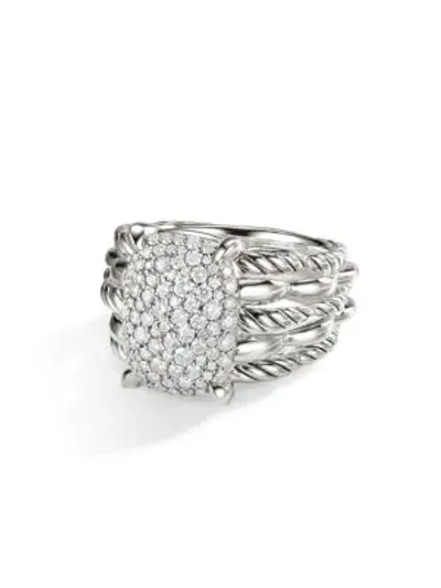Shop David Yurman Tides Sterling Silver & Pavé Diamond Cable Ring