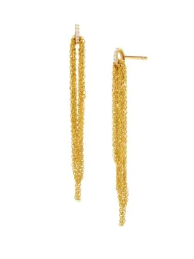Shop Celara 14k Yellow Gold & Diamond Multi-chain Linear Earrings