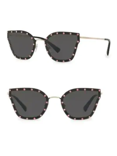Shop Valentino Crystal Trim 59mm Cat Eye Sunglasses In Black Gold