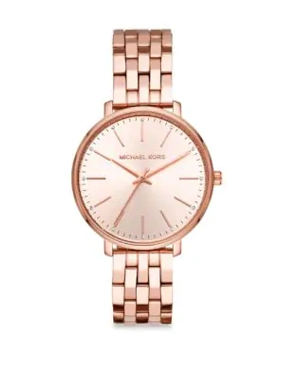 Shop Michael Kors Pyper Three-hand Rose Goldtone Stainless Steel Watch