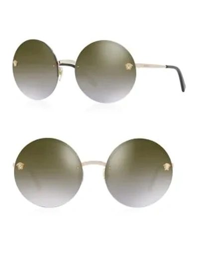 Shop Versace Classic 59mm Round Sunglasses In Brown Gold