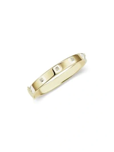 Shop Maria Canale Pyramide 18k Yellow Gold, Diamond & White Agate Stackable Hinged Bangle