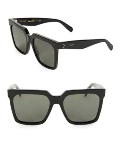 Celine Cl40055i 55mm Polarized Square Sunglasses In Shiny Black/smoke |  ModeSens