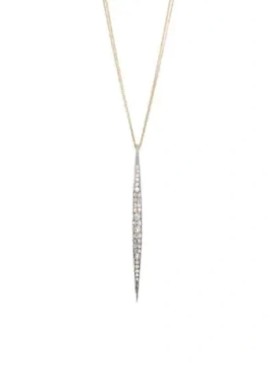 Shop Renee Lewis Women's 18k Yellow Gold, Platinum & Antique Diamond Bar Pendant Necklace