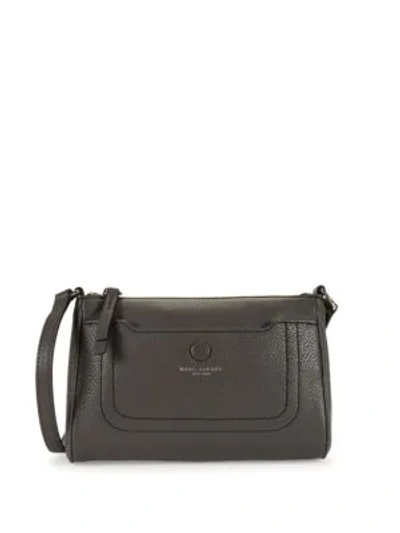 Shop Marc Jacobs Zip-top Leather Crossbody Bag In Dark Grey