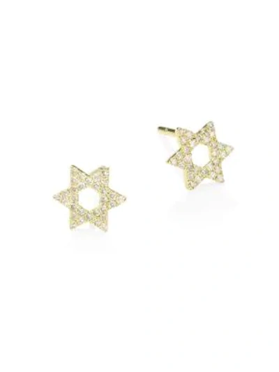 Shop Meira T 14k Yellow Gold & Diamond Star Of David Stud Earrings